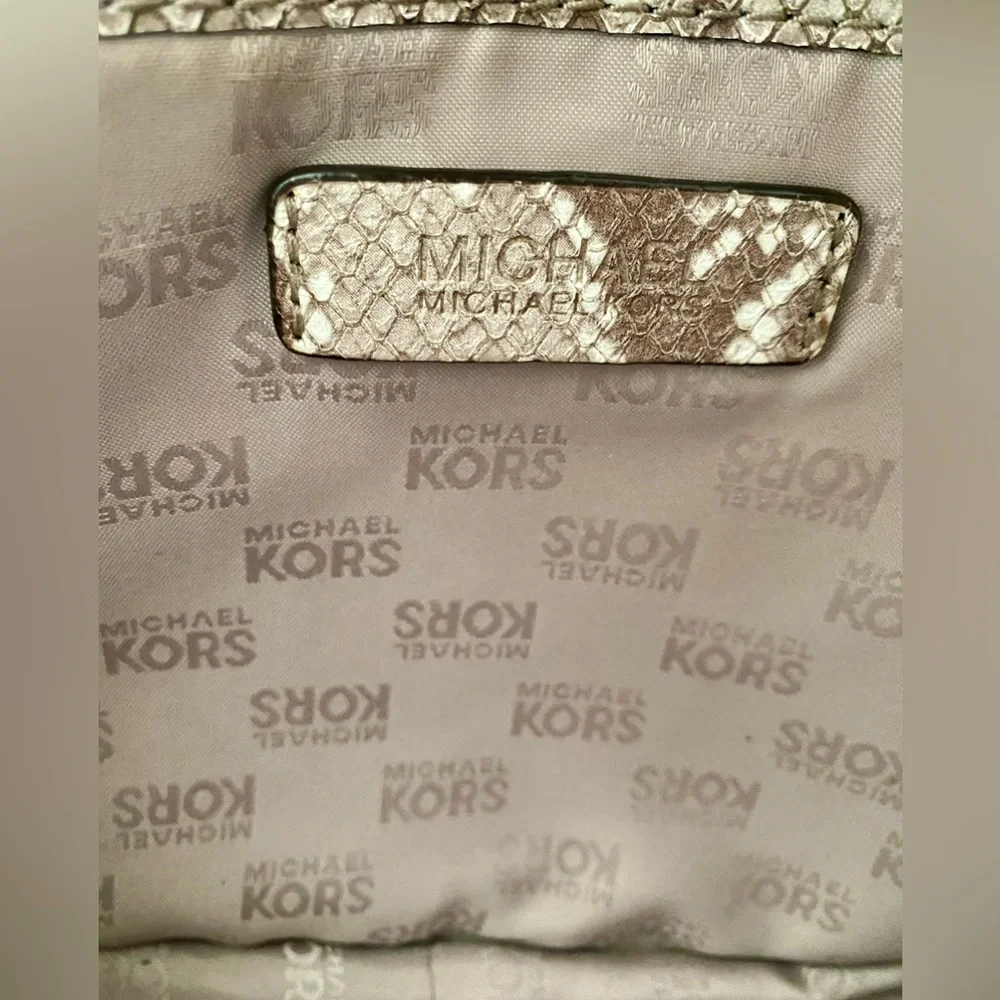 Michael Kors East West Jet Set Snake Python Embossed Crossbody Bag Purse